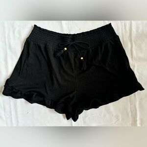 No Boundaries Womens Smocked Waist Linen Short in Black Sz XL